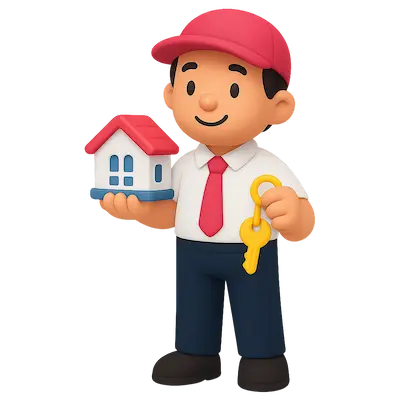 Professional conveyancer with keys and house