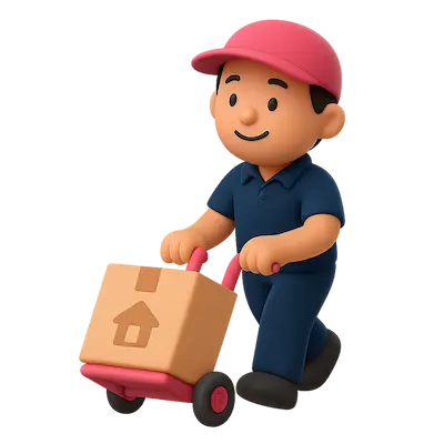 Professional removalist with moving box